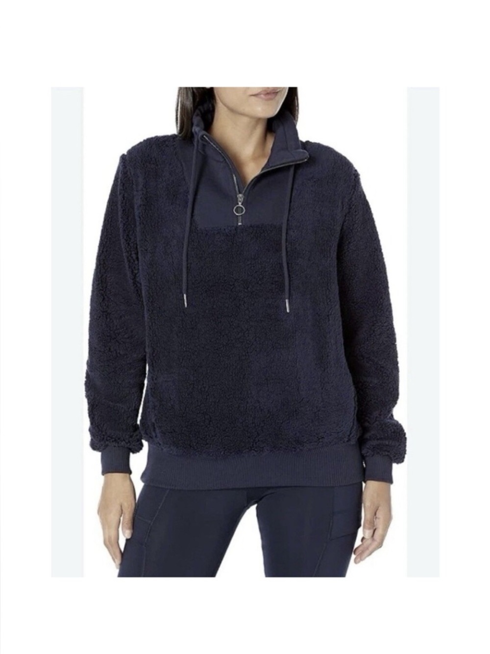Sweaty Betty Navy Zip-Up Sherpa Pullover uk size medium us size 8